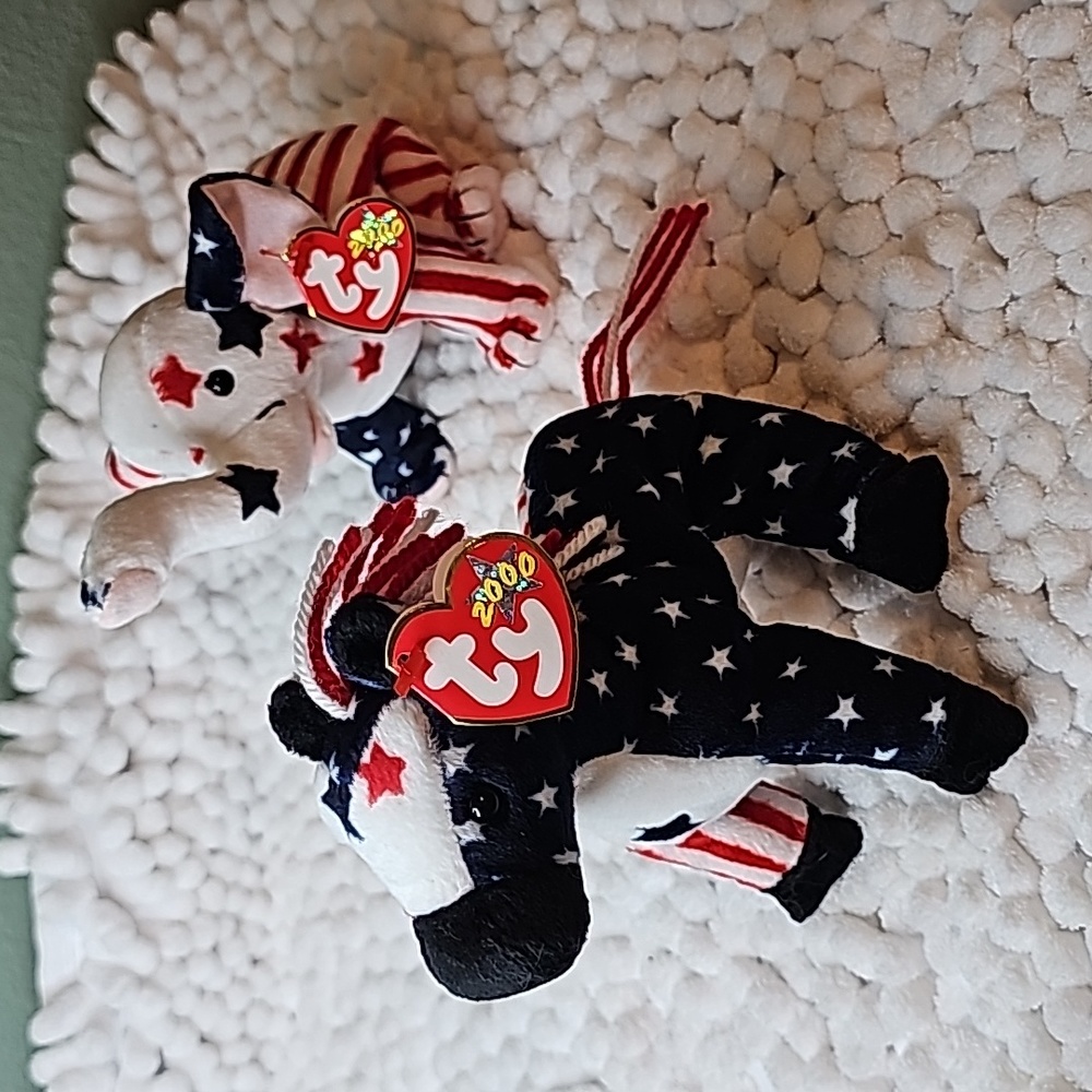 🇺🇸Vintage-Yr. 2000 Ty Beanie Babies "Righty & Lefty"🇺🇸 Elections